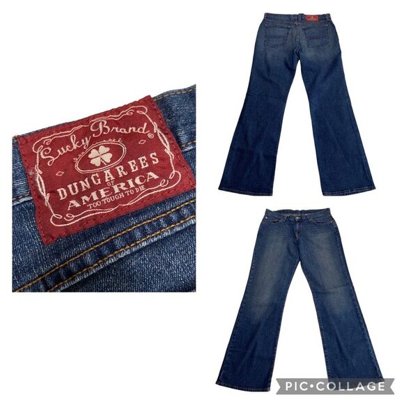 Lucky Brand Dungarees of America Mid Rise Flare by Gene Montesano Blue Sz 12 - Picture 1 of 13